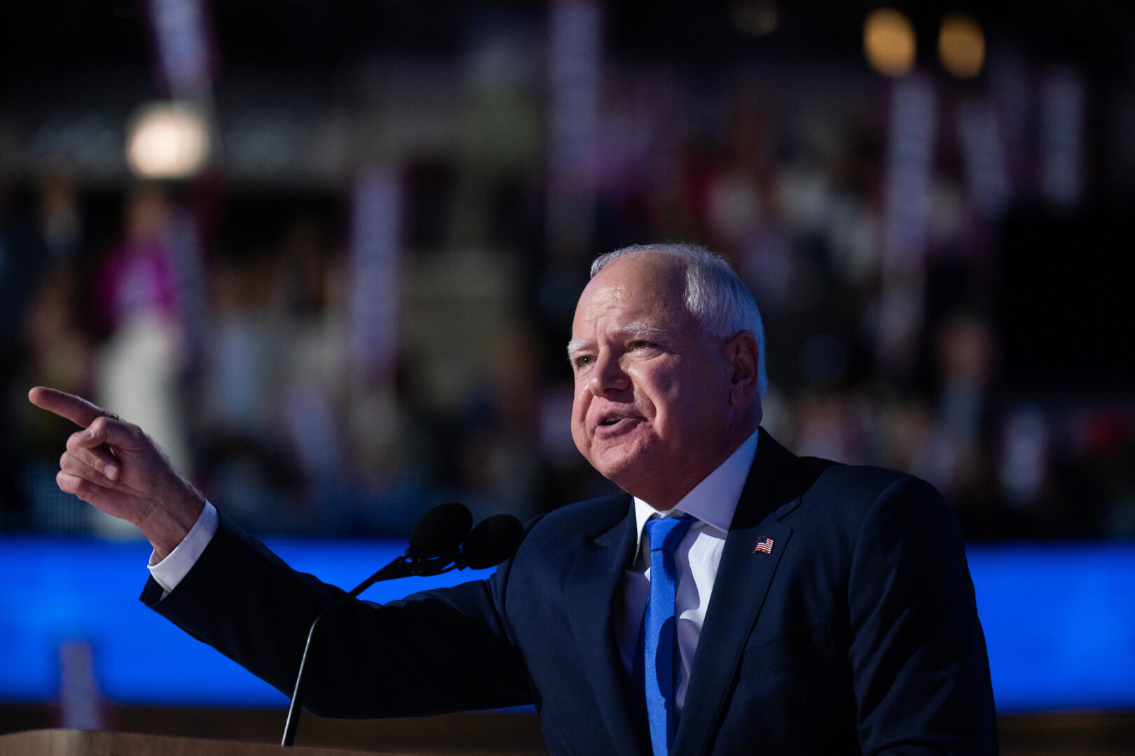 Minnesota Gov. Tim Walz, the Democratic vice presidential nominee, speaks at the Democratic National Convention on Aug. 21.