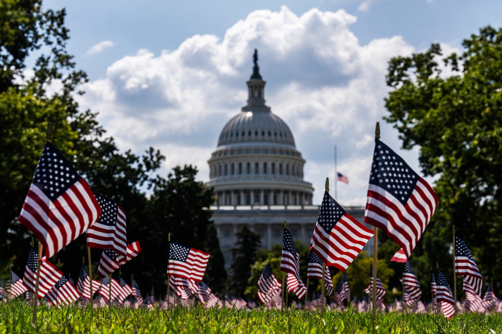 American flags representing lives lost on 9/11 are seen near the Capitol on Sept. 11, 2024. While the House made changes in the wake of the 2001 terrorist attacks, some say more are needed now.