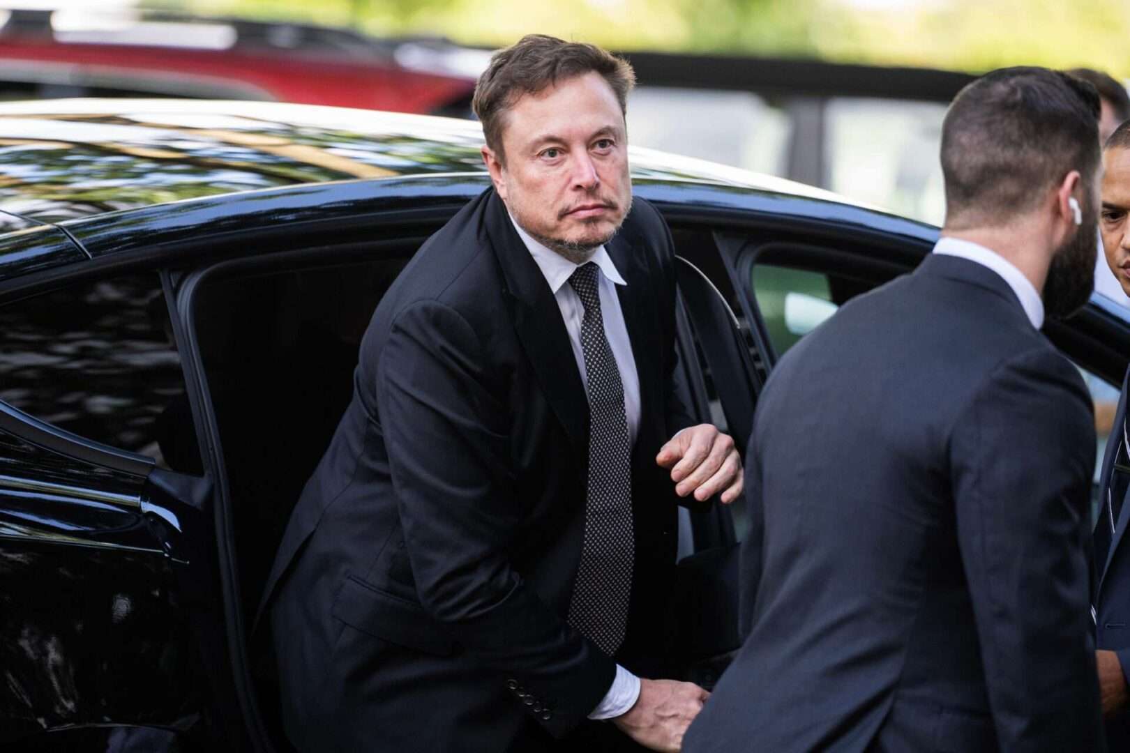 Elon Musk, CEO of Tesla and owner of X, arrives for the Inaugural AI Insight Forum in Russell Building on Capitol Hill, on Wednesday.