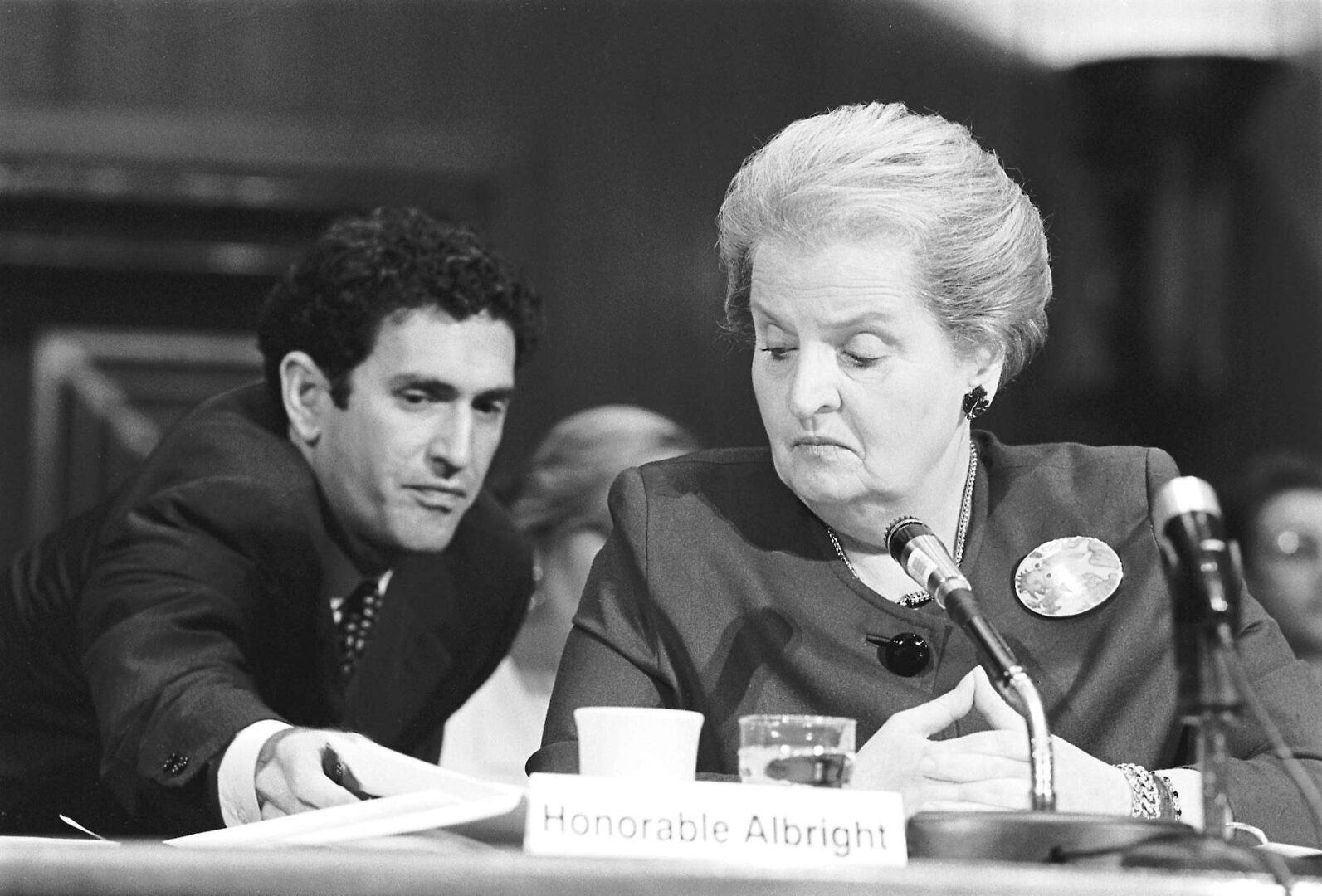 Madeleine Albright, the first female secretary of State, seen here testifying on Capitol Hill, died Wednesday at 84.