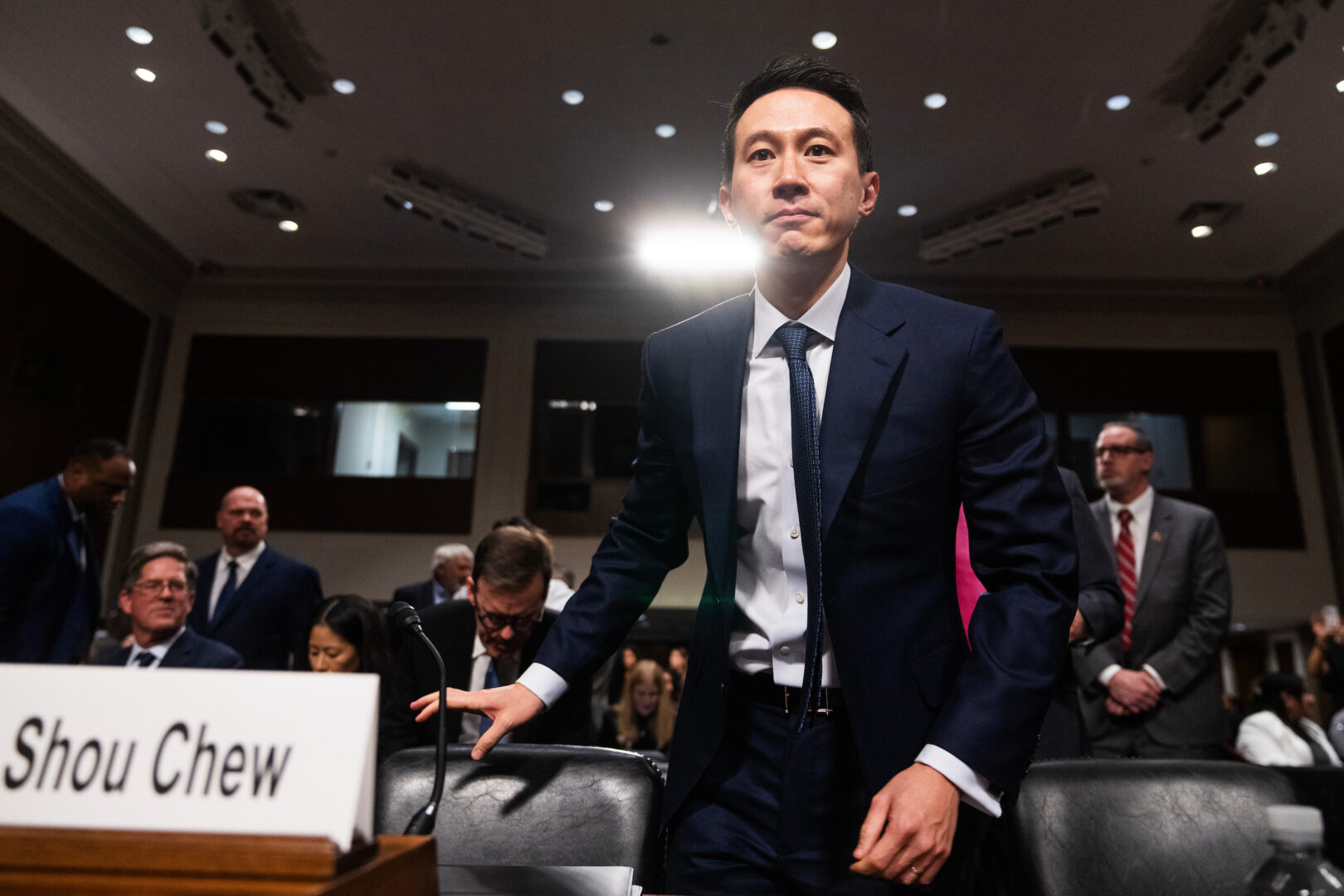 Shou Zi Chew, CEO of TikTok, arrives to testify during a Senate Judiciary Committee hearing in January.