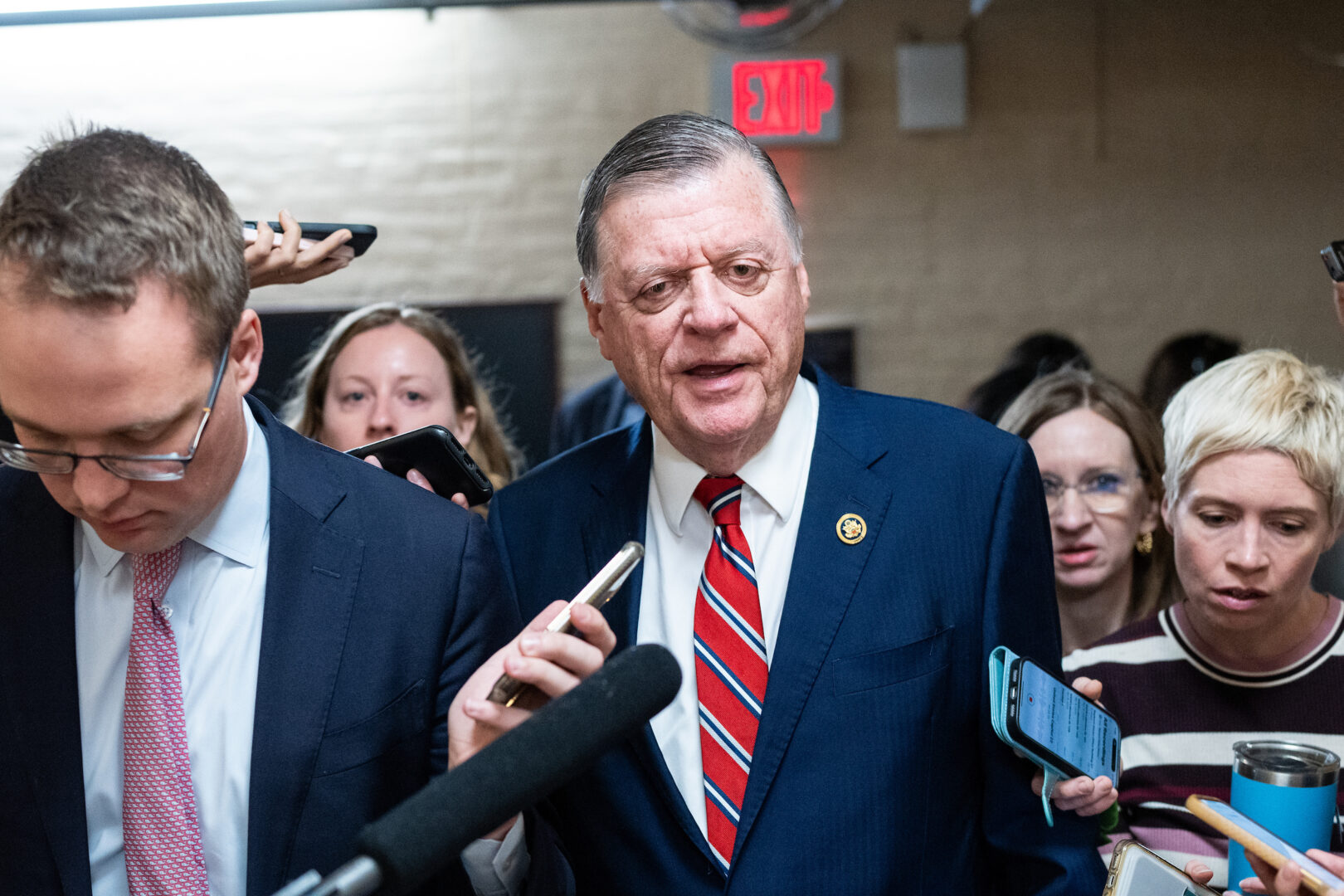 Rep. Tom Cole, R-Okla., leaves a House Republican Conference meeting in the Capitol on April 16. 