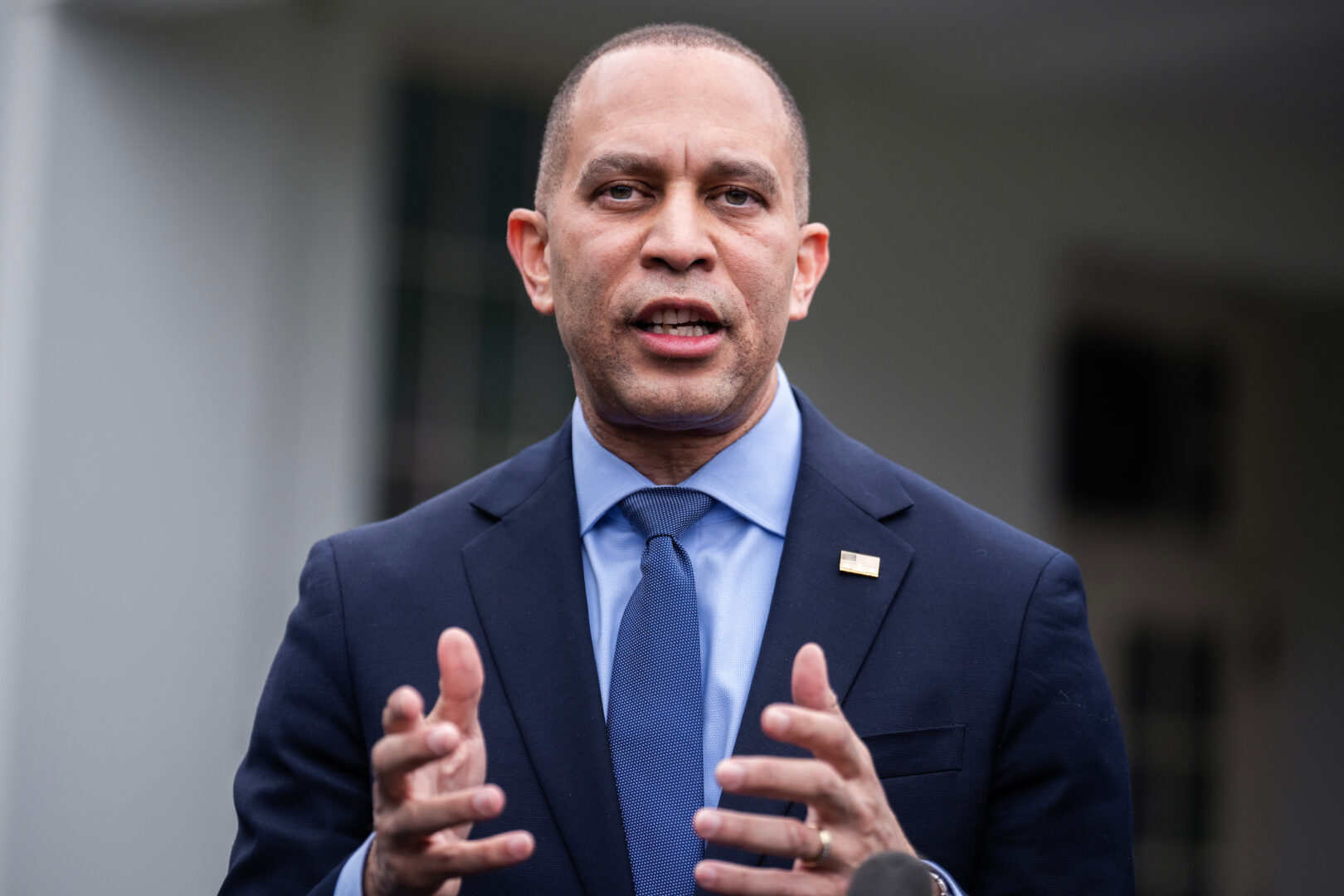 House Minority Leader Hakeem Jeffries, D-N.Y., put a little distance between his caucus and the Homeland Security funding deal.