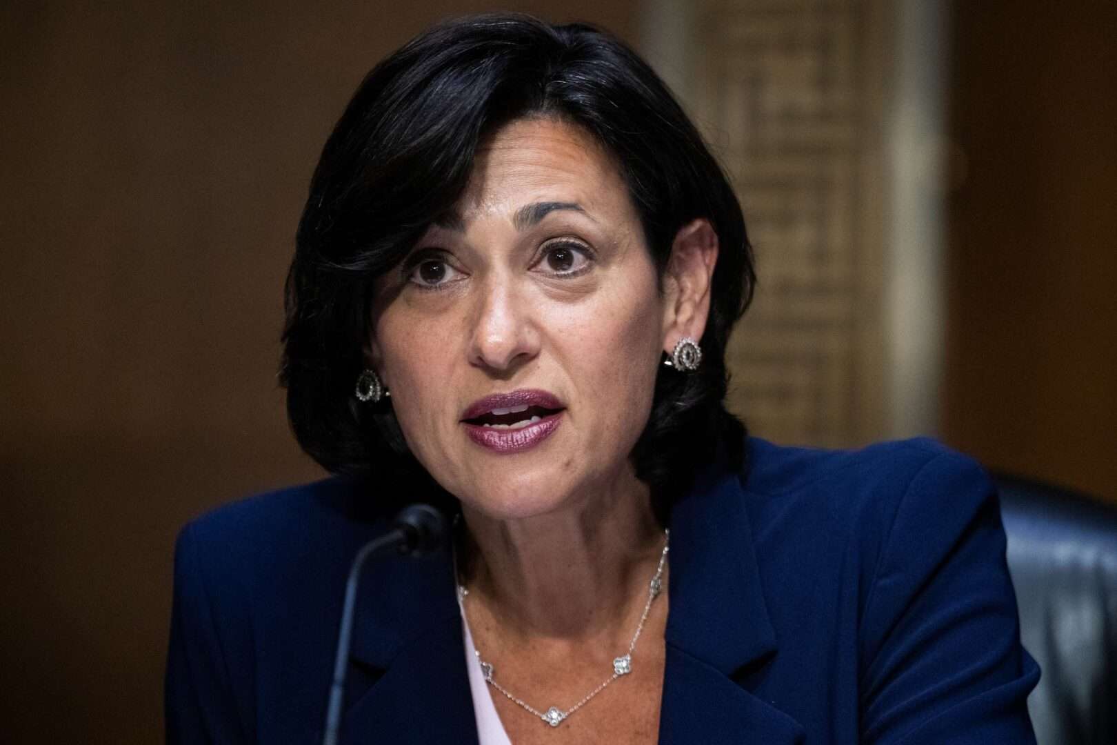 Rochelle Walensky, who announced she is leaving her job as director of the Centers for Disease Control and Prevention, is shown testifying before the Senate Health, Education, Labor and Pensions Committee in June 2022.
