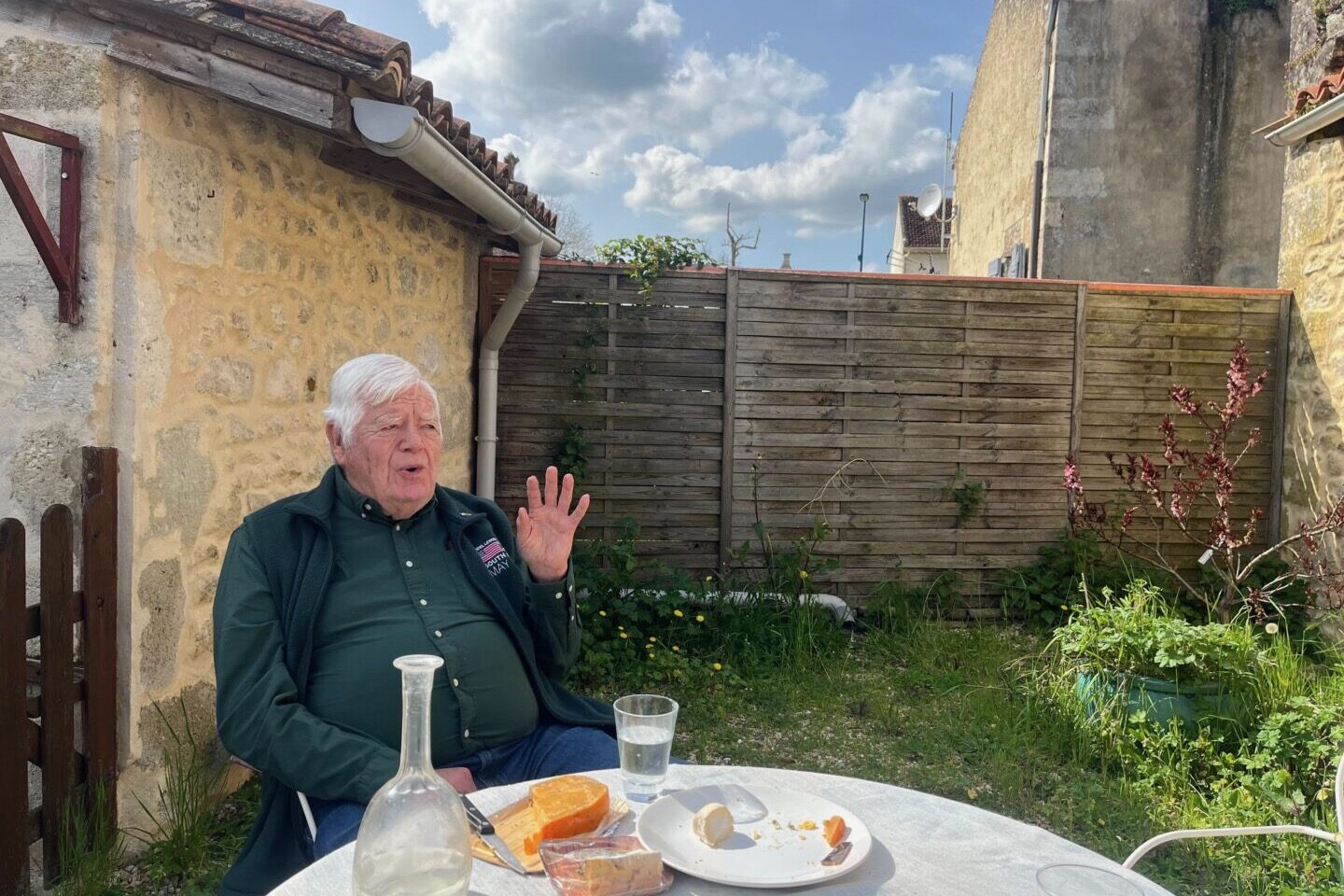 Former Rep. Jim McDermott, D-Wash., sits outside his cottage in rural France. McDermott moved to France after retiring from Congress in 2017.