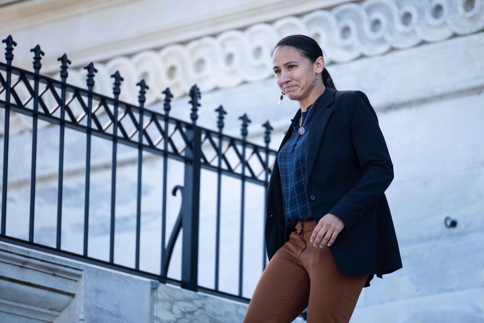 Rep. Sharice Davids, seen here in December, says being in Congress is “not what it looks like on TV.” 