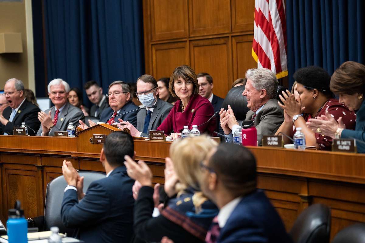 House Energy and Commerce Committee Chair Cathy McMorris Rodgers, R-Wash., receives a round of applause during a House Energy and Commerce Committee organizational meeting on Tuesday.