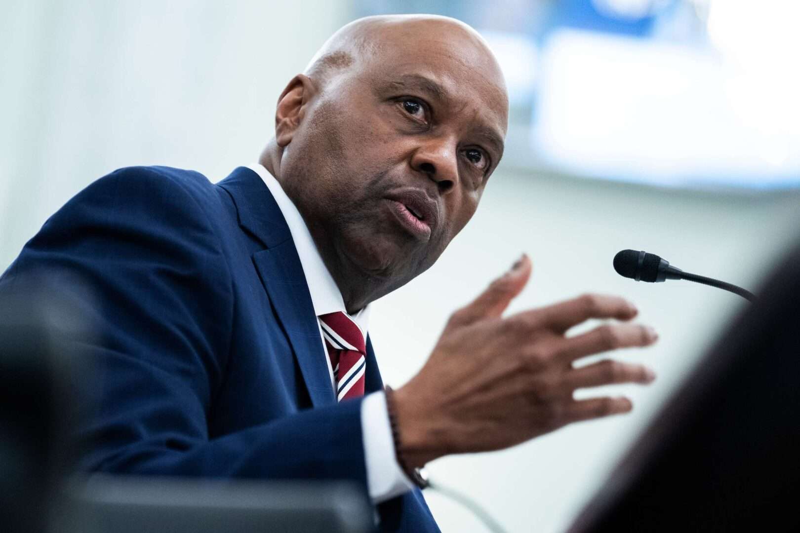 Phil Washington, nominee to be administrator of the Federal Aviation Administration, testifies during his Senate Commerce, Science and Transportation Committee confirmation hearing in the Russell Building on Wednesday.