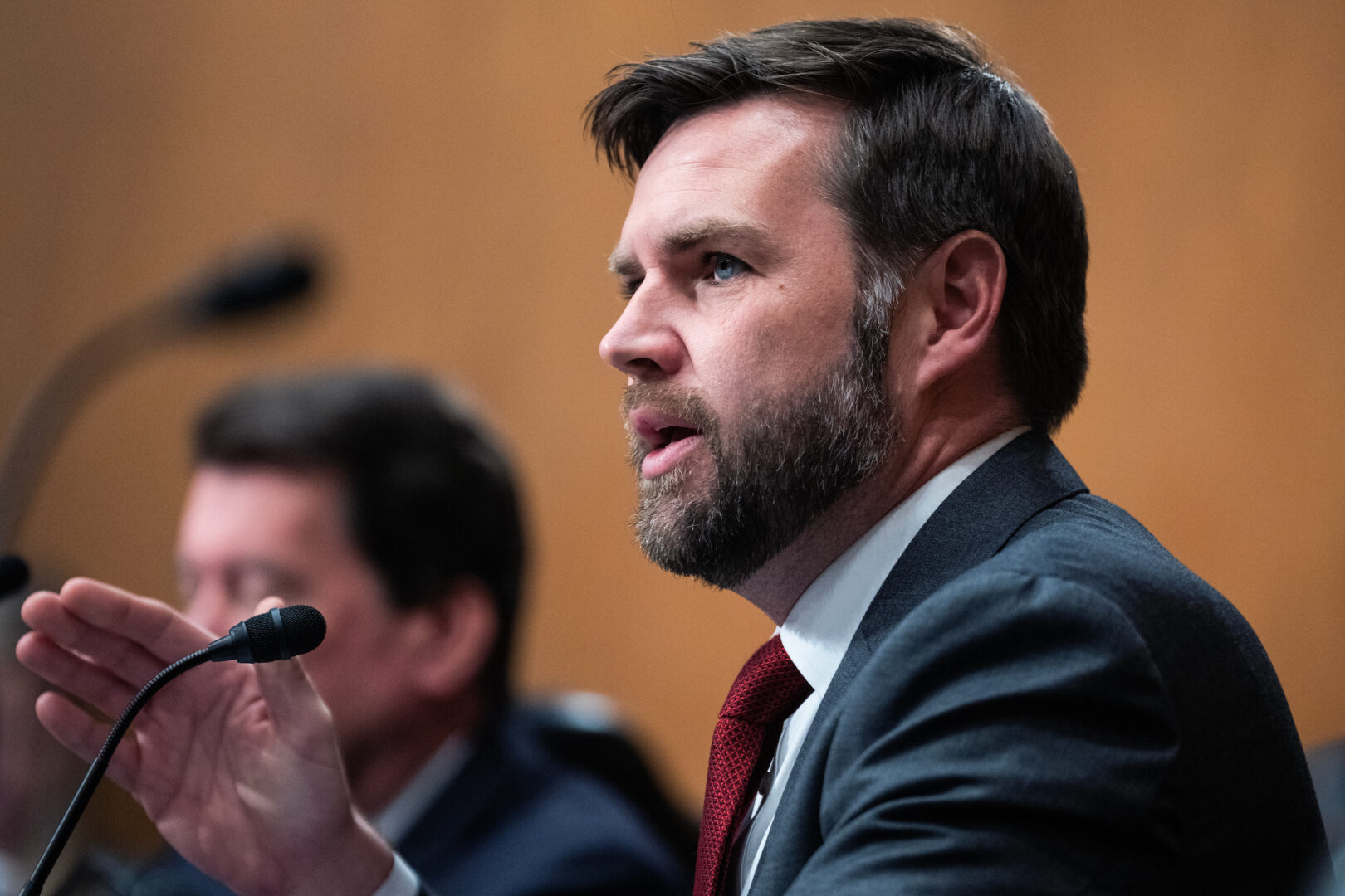 Sen. J.D. Vance, R-Ohio,  speaks during a Senate Banking, Housing, and Urban Affairs Committee hearing on Thursday, January 11, 2024. 