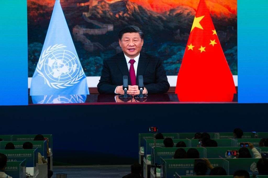 Chinese President Xi Jinping speaks during an U.N. Biodiversity Conference last year. 