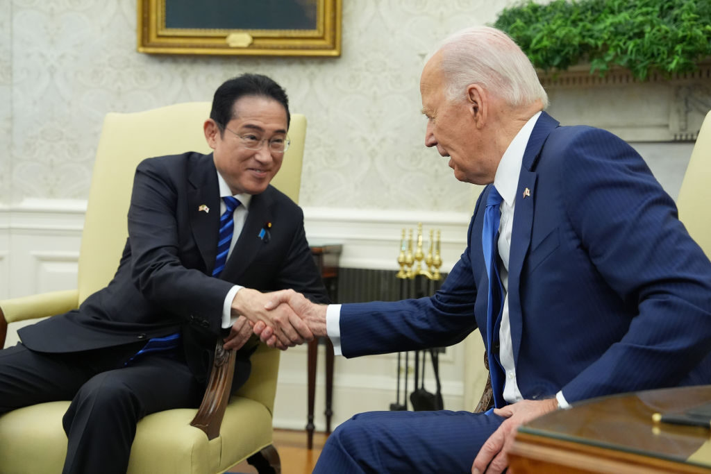 President Joe Biden and Japanese Prime Minister Fumio Kishida meet in the Oval Office Wednesday as Washington rolls out the red carpet for the Japanese leader. 