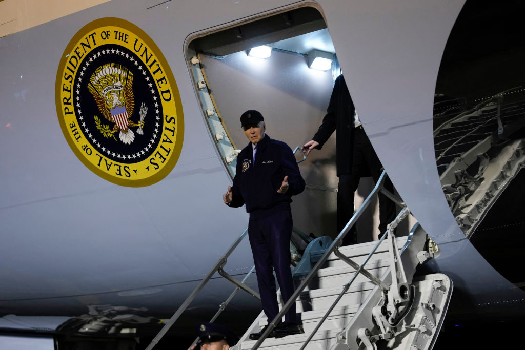 President Joe Biden steps off Air Force One upon arrival at Dover Air Force Base in Dover, Del., on July 17 after testing positive for COVID-19 with mild symptoms and returning from a campaign trip to Nevada. 