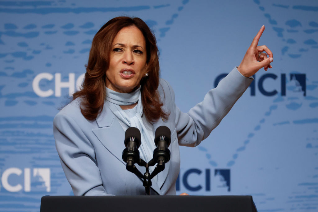 Democratic presidential nominee and Vice President Kamala Harris delivers remarks at a Congressional Hispanic Caucus Institute conference Wednesday in Washington. 