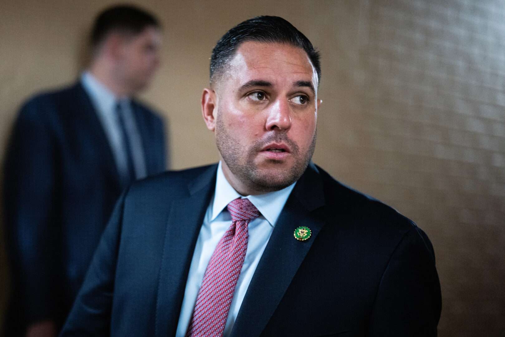 Rep. Anthony D'Esposito leaves a meeting of the House Republican Conference in the Capitol on Sept. 19.