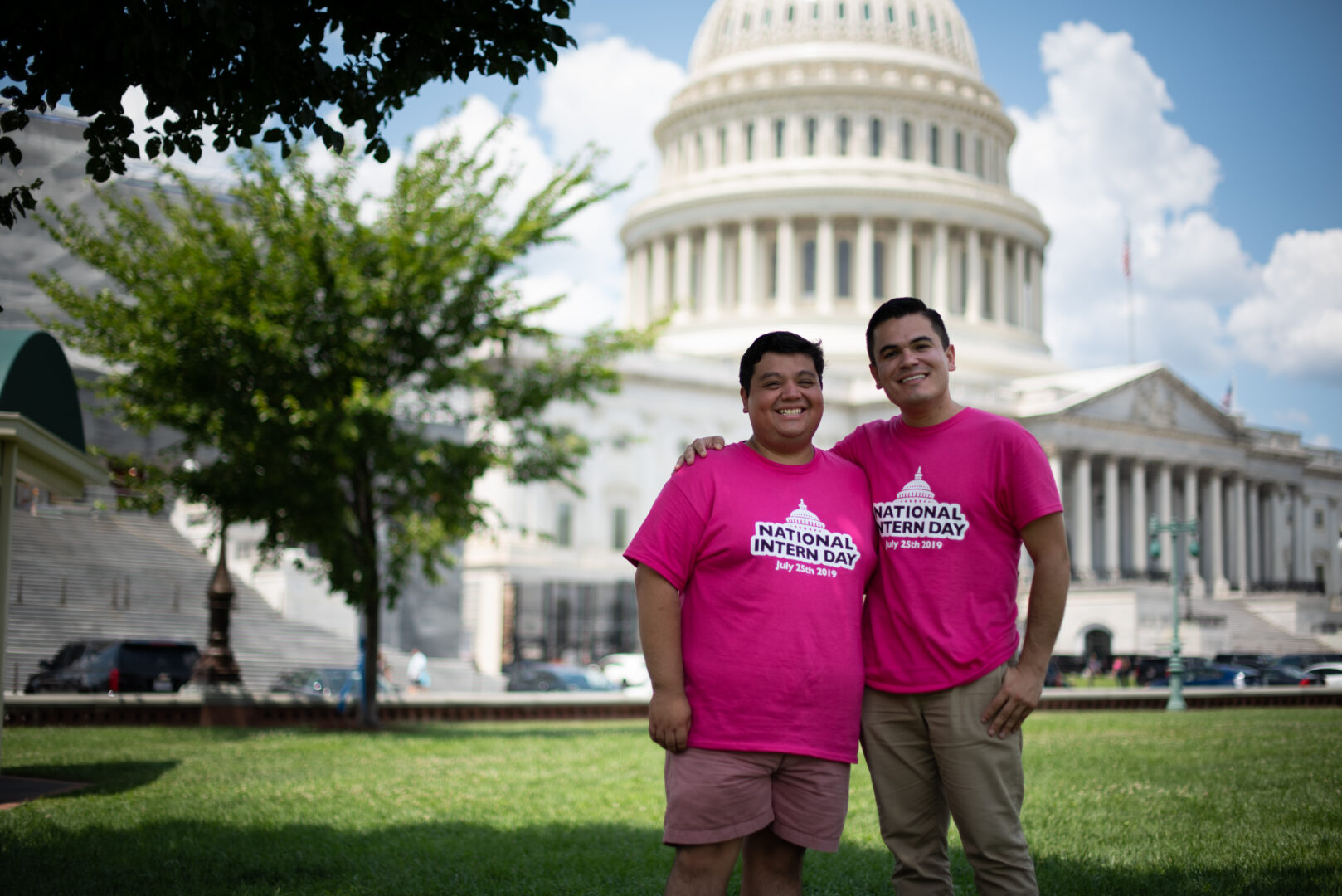 Guillermo Creamer Jr. and Carlos Mark Vera, seen here in 2019, founded the group Pay Our Interns.