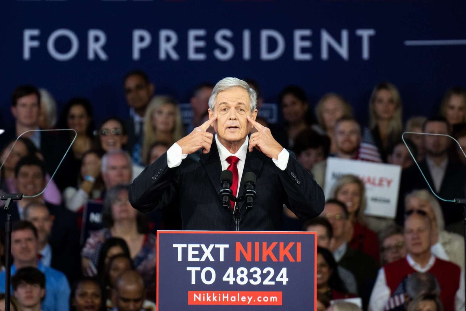 Rep. Ralph Norman, R-S.C., introduces former U.N. Ambassador Nikki Haley at her event in Charleston, S.C., on Wednesday to announce she is running for president.