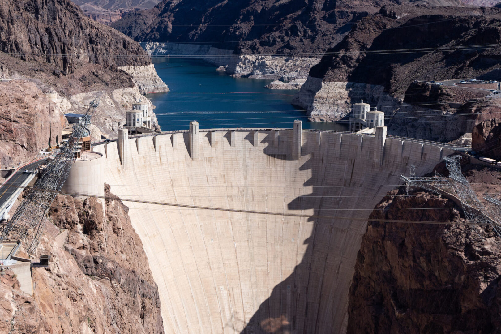 The impact of a severe drought can be seen in the Lake Mead behind the  Hoover Dam. 