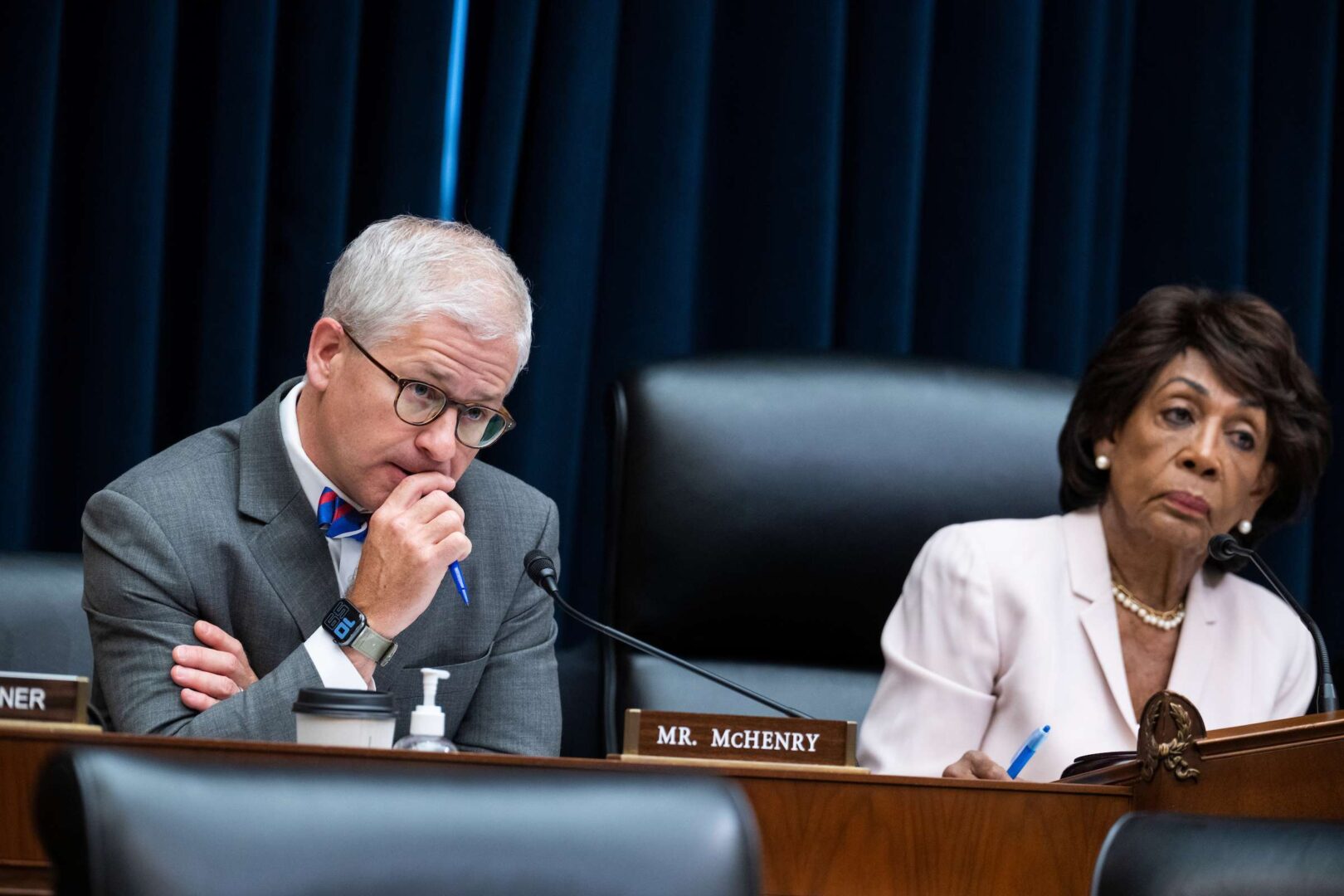 House Financial Services Chair Maxine Waters, D-Calif, right, and ranking member Patrick McHenry, R-N.C., were expecting to hear testimony Tuesday from Bankman-Fried about the collapse of FTX. 