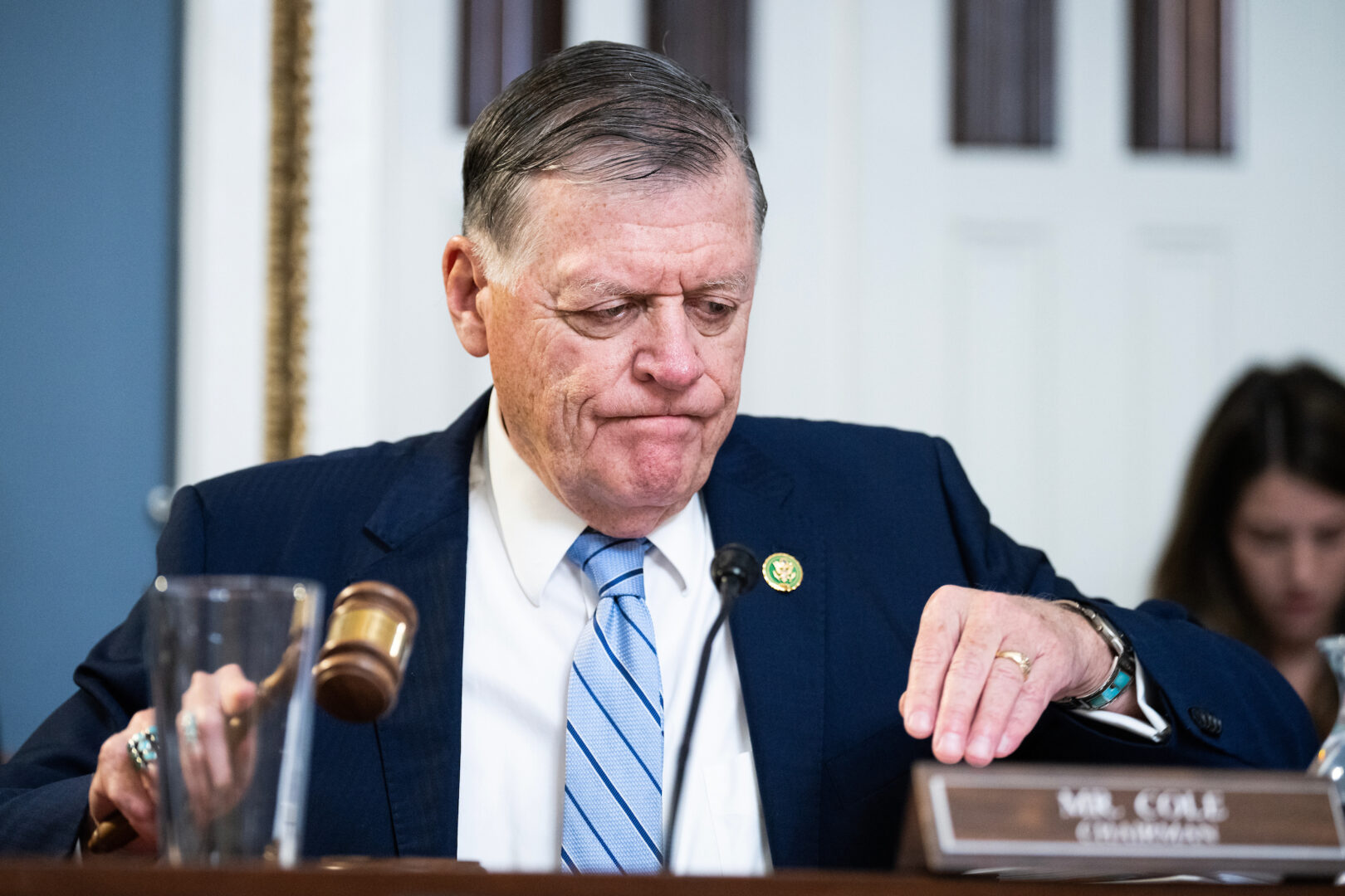 Cole arrives for the House Rules Committee hearing on the impeachment inquiry of President Joe Biden in the Capitol on Dec. 12, 2023.