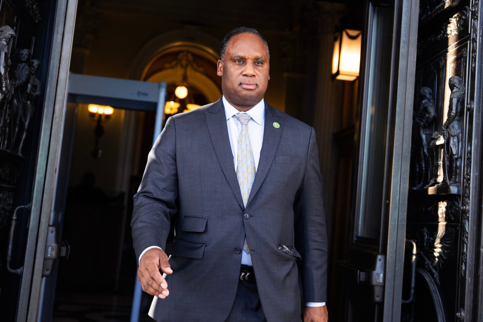 Rep. Jonathan Jackson leaves the Capitol after the last votes of the year on Dec. 14.