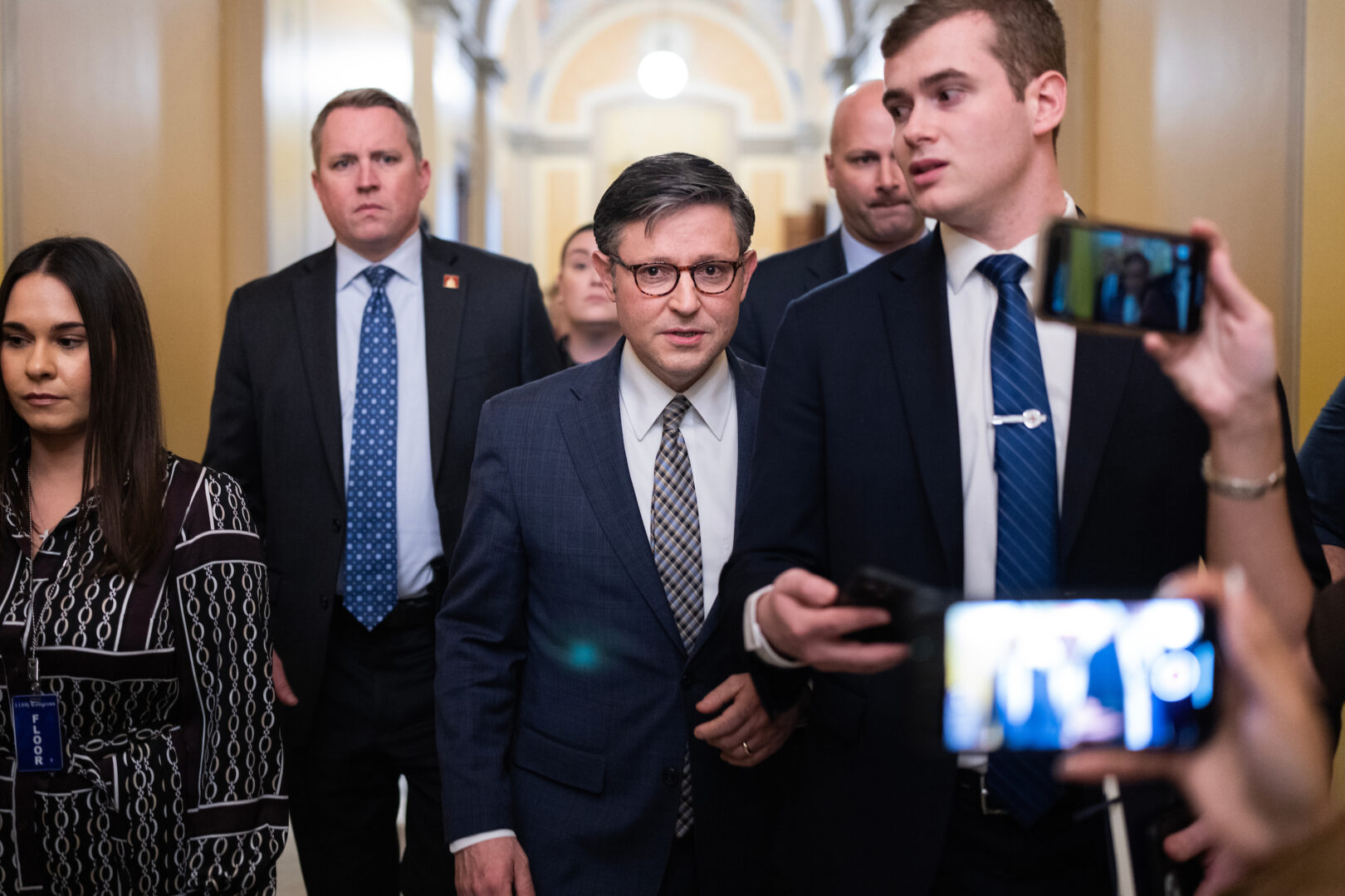 Speaker Mike Johnson, pictured in the Capitol last month, saw an Israel-only aid package he backed fall short in a House vote Tuesday.