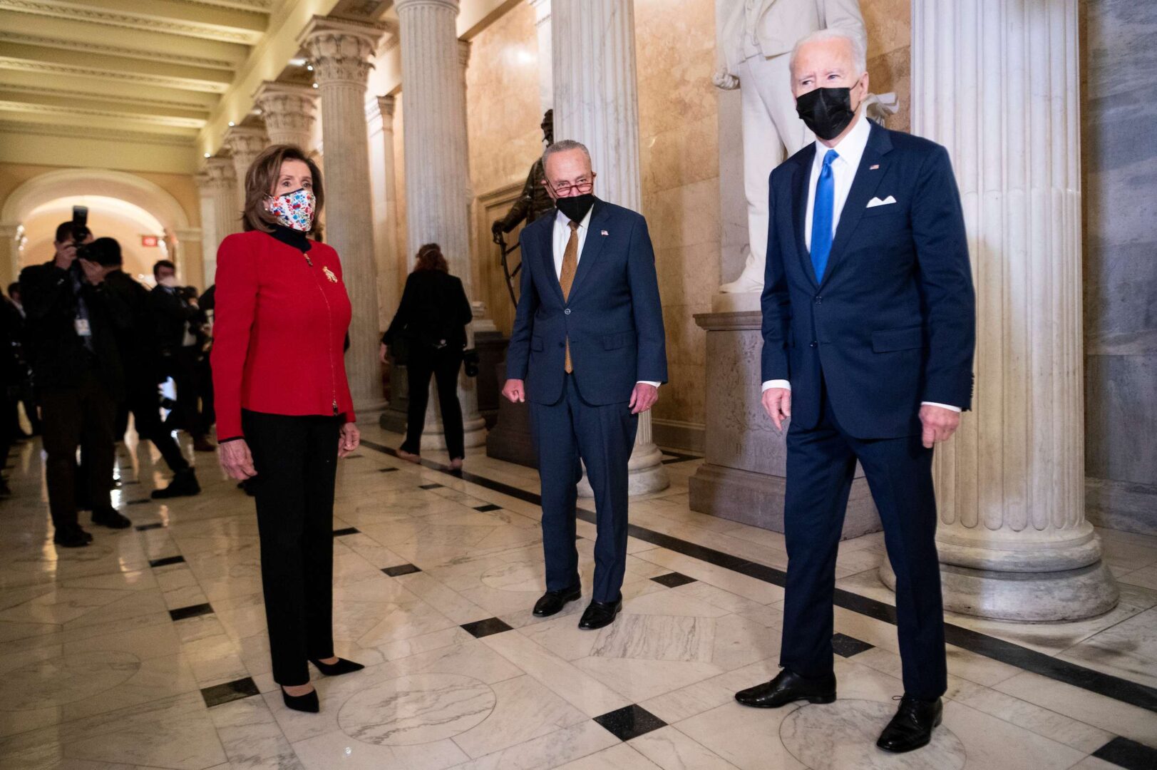 President Joe Biden,  seen in the Capitol last month with Senate Majority Leader Charles E. Schumer and Speaker Nancy Pelosi, will be the focus of the midterm election dynamic, a pattern following other midterm dynamics, Stuart Rothenberg writes.