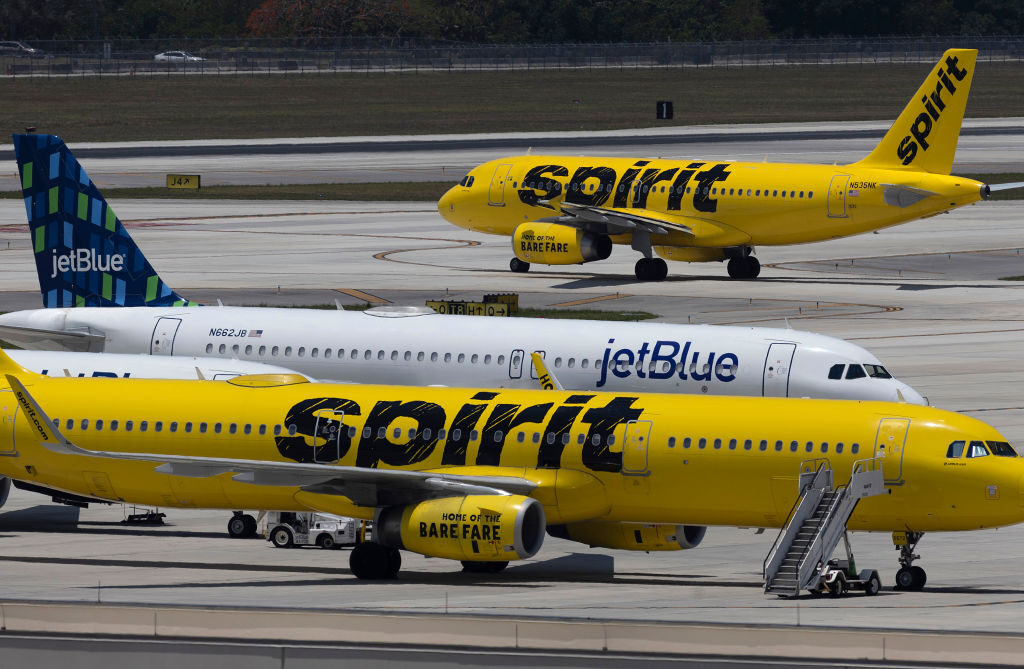 JetBlue and Spirit planes  at the Fort Lauderdale-Hollywood International Airport last year.