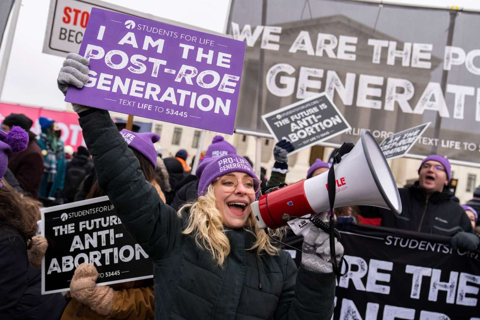 Demonstrators walk during the annual 49th March for Life anti-abortion demonstration on Capitol Hill on Jan. 21, 2022. This year's March for Life will occur during a week when Congress is out of session.