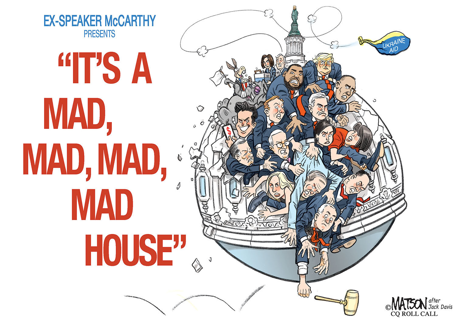 Roll Call political cartoonist R.J. Matson references a classic 1963 comedy to poke fun at the state of the House in October, which had ceased to function without a speaker.