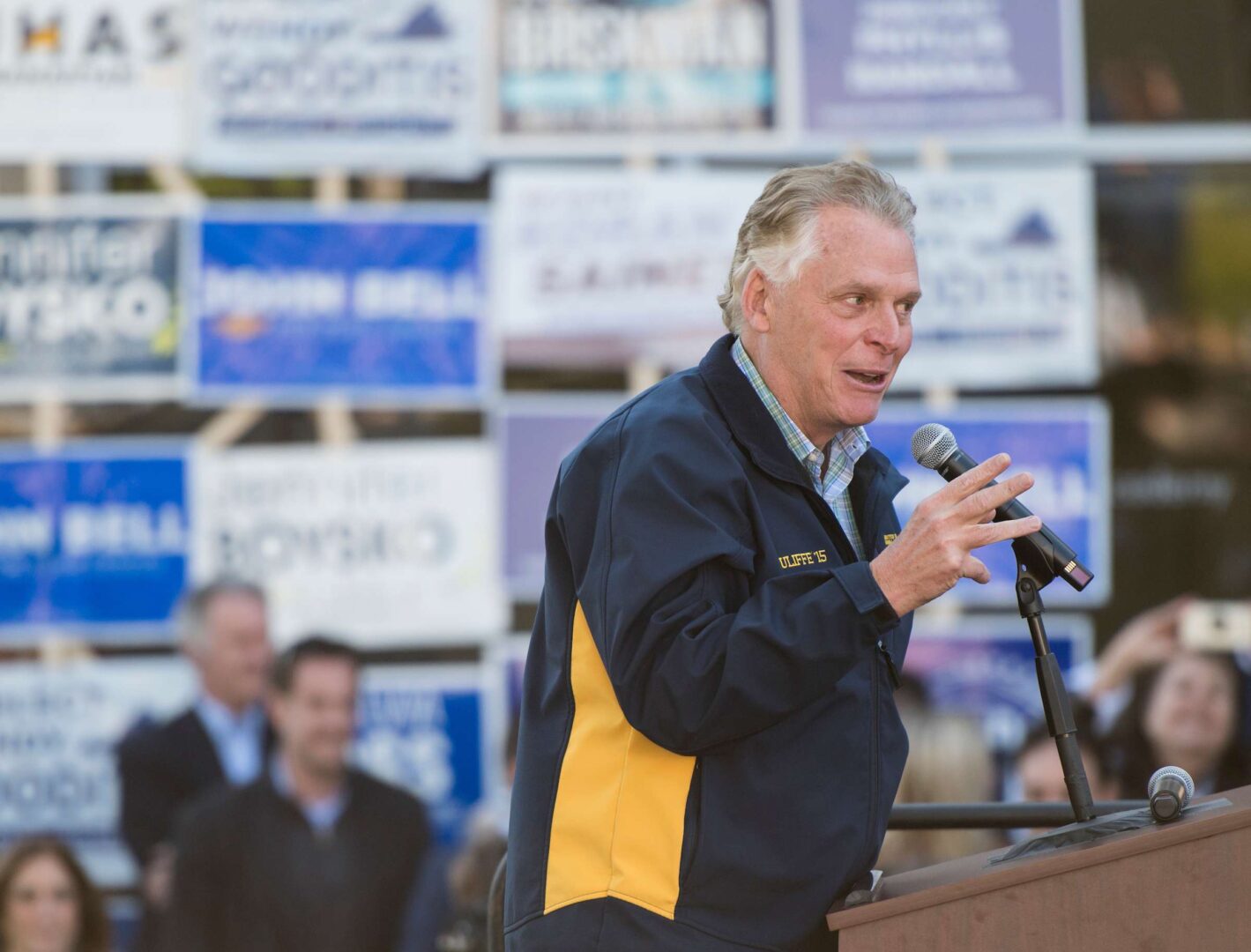 Former Virginia Gov. Terry McAuliffe, seen here at a 2019 rally for Joe Biden, finds himself in a tight race for the governorship even though Virginia has been trending Democratic for years, Rothenberg writes.