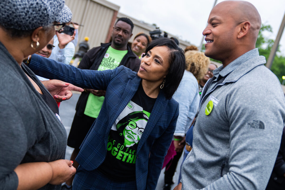 The Maryland Senate primary that Angela Alsobrooks, now the Democratic nominee, won against Rep. David Trone was among the most instructive for Roll Call Elections Analyst Nathan L. Gonzales. Gov. Wes Moore is pictured at right.