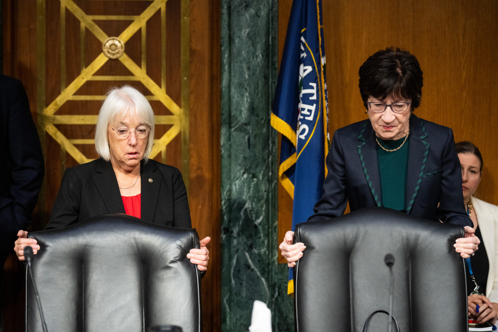 Senate Appropriations Chair Patty Murray, D-Wash., left, and ranking member Susan Collins, R-Maine, agreed to shelve the Homeland Security bill until the fall.