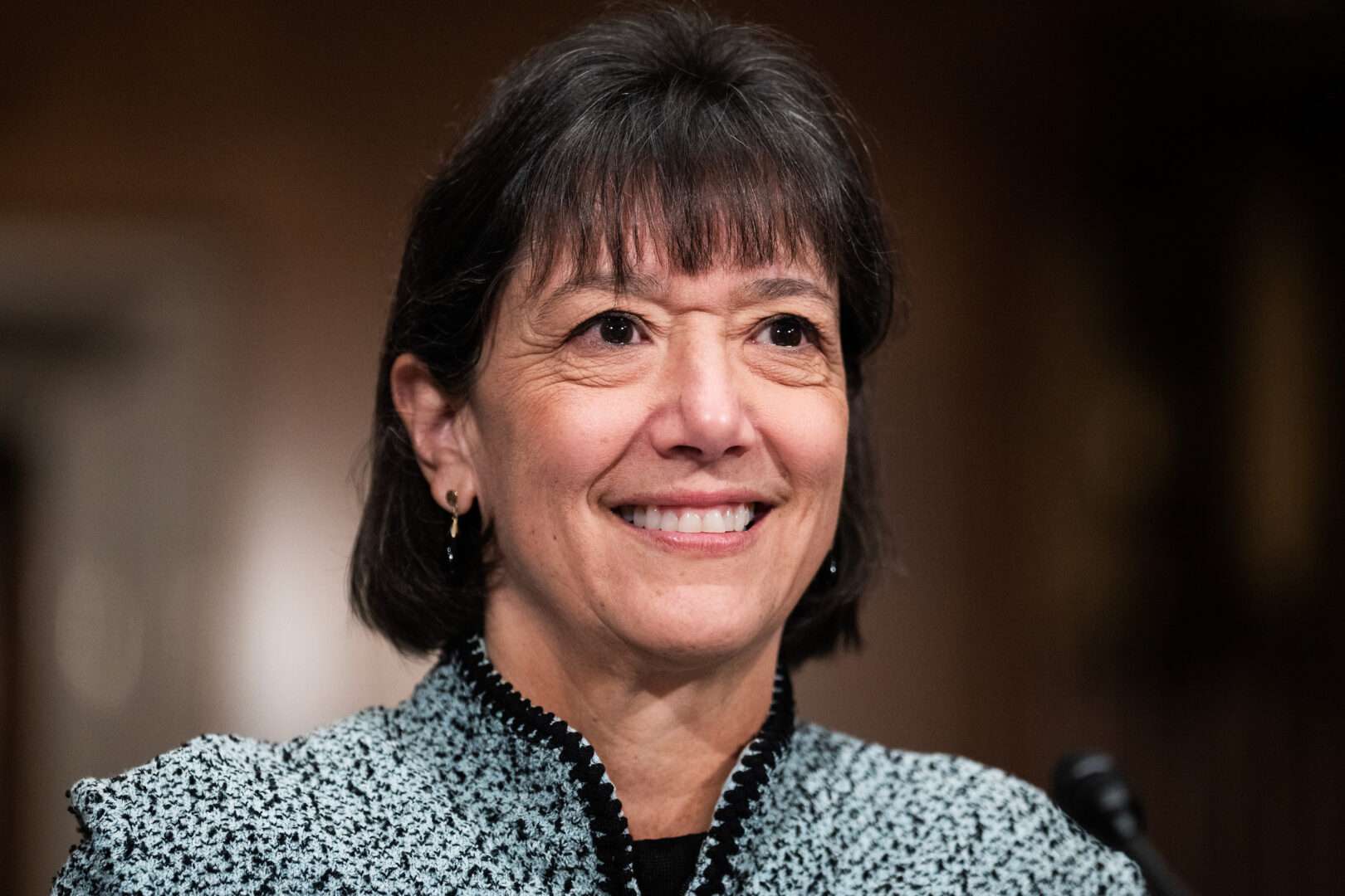 Monica Bertagnolli, nominee to be director of the National Institutes of Health, prepares to testify during her Senate confirmation hearing on Wednesday.