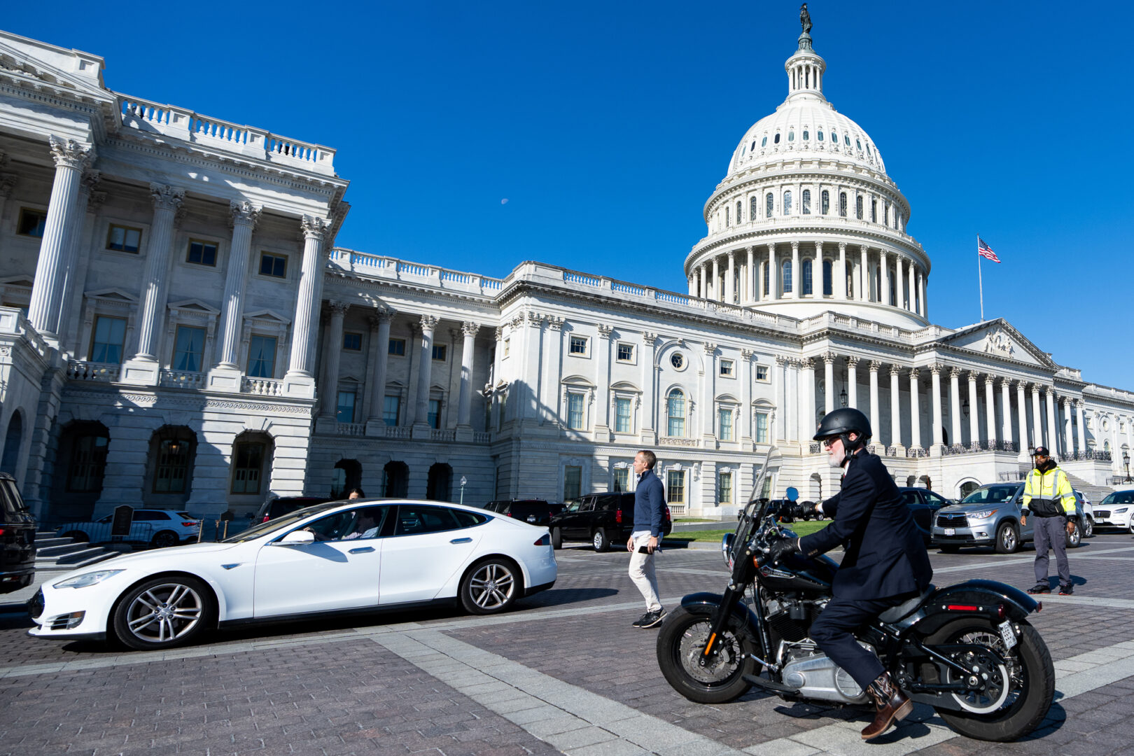 Republican Rep. Derrick Van Orden of Wisconsin rides away on his motorcycle after the last votes of the week in the Capitol on Friday.