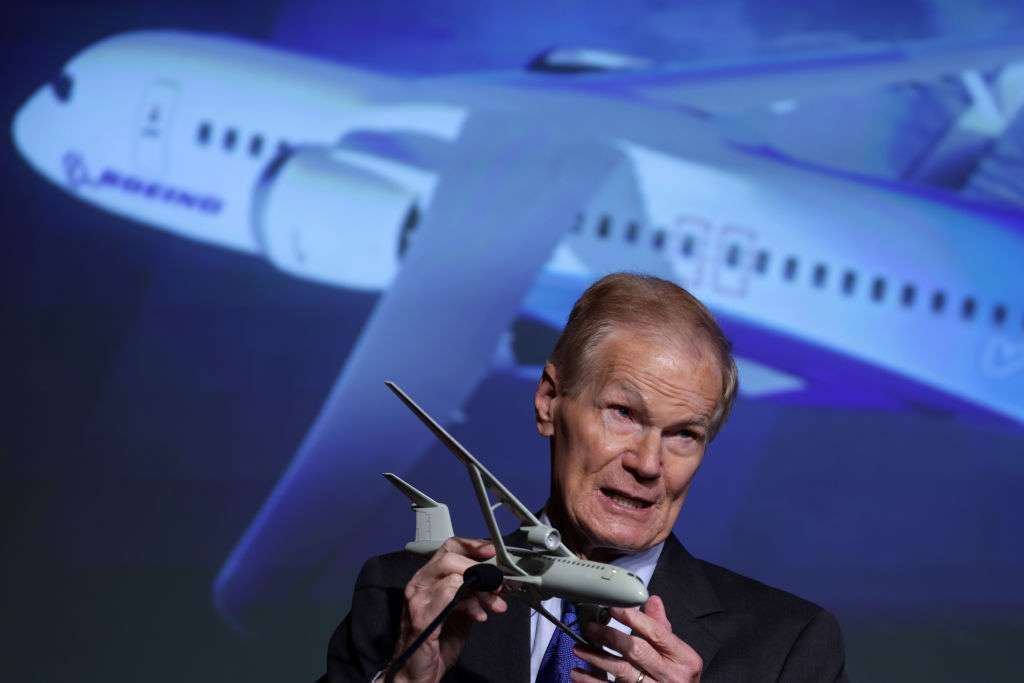 NASA Administrator Bill Nelson speaks during a Jan. 18 news conference to discuss the agency’s Sustainable Flight Demonstrator project with Boeing.