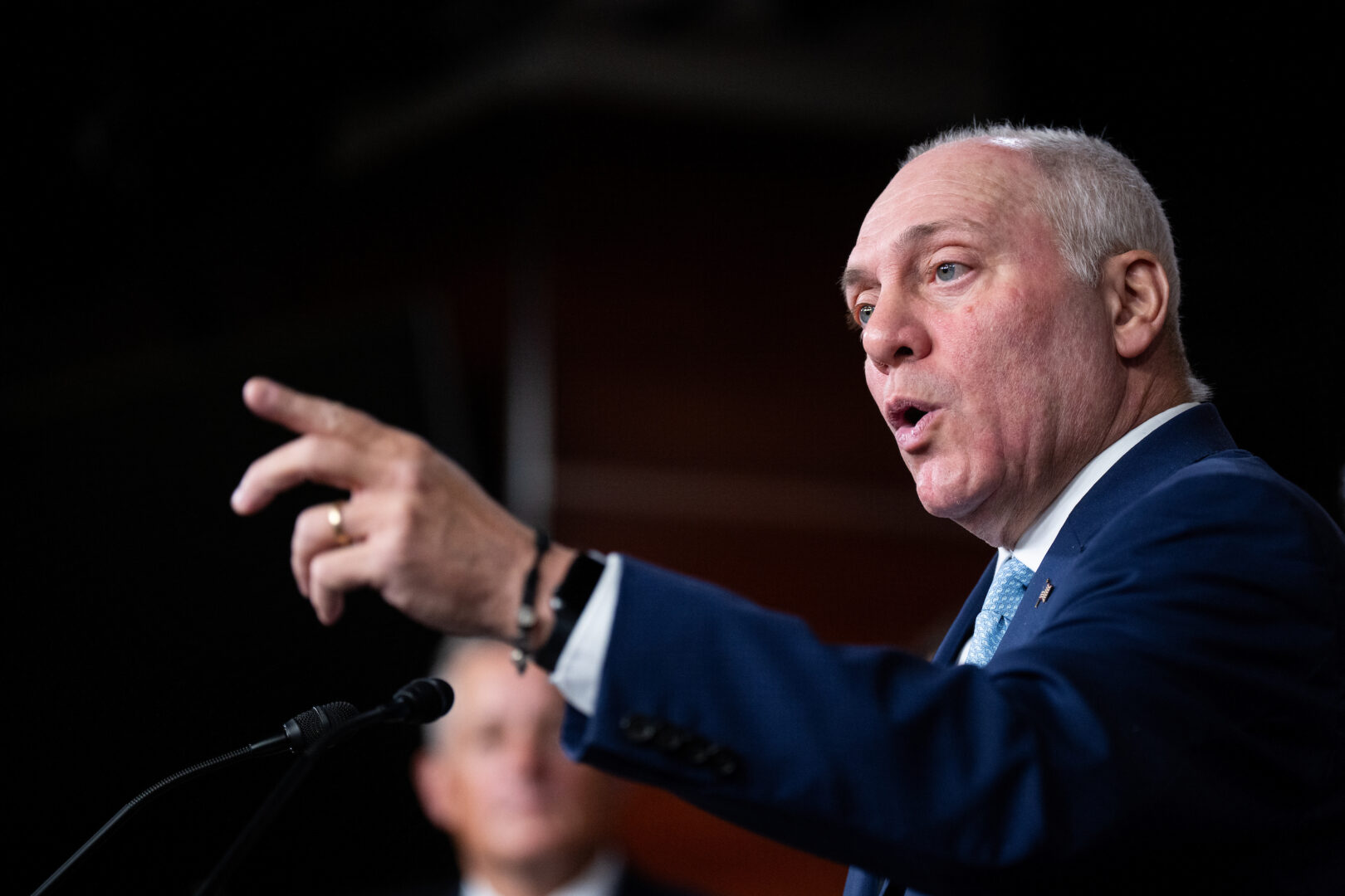 House Majority Leader Steve Scalise, R-La., speaks during a House GOP news conference in the Capitol on April 30. 