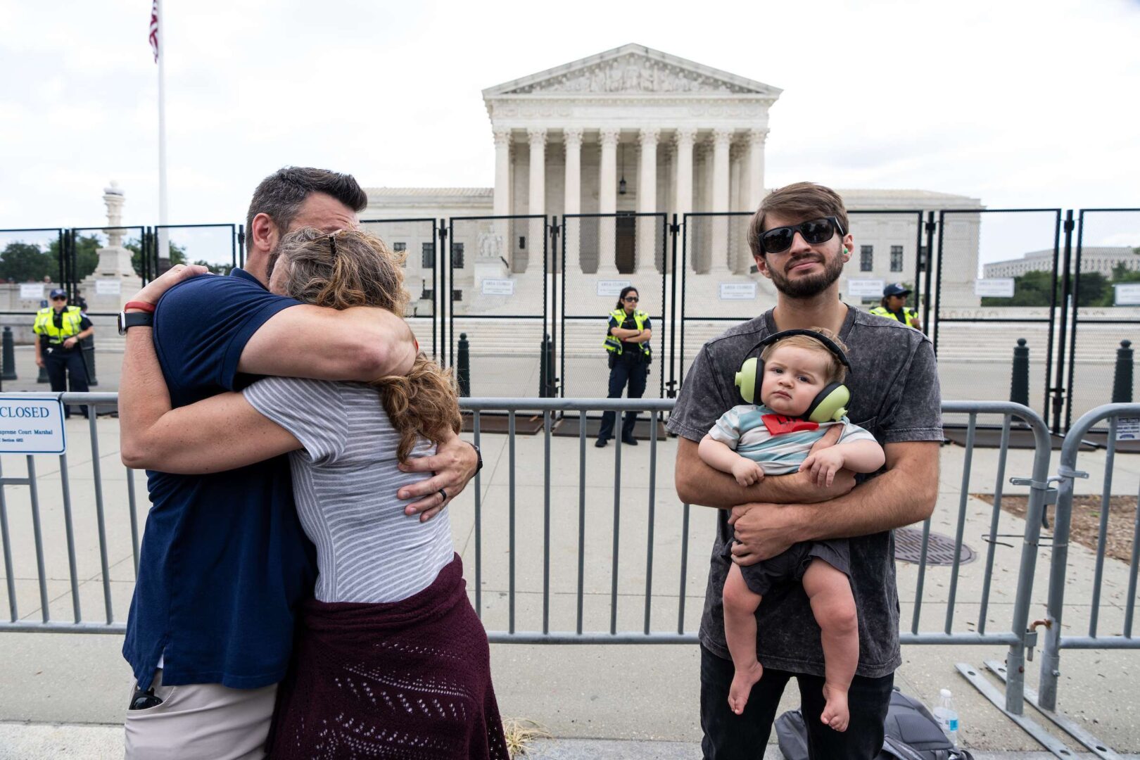 Anti-abortion protesters react outside the Supreme Court following its decision overturning Roe v. Wade. Eighteen states so far have passed laws to punish doctors who perform the procedure with jail time, leading doctors to worry about the implications for miscarriage care.  