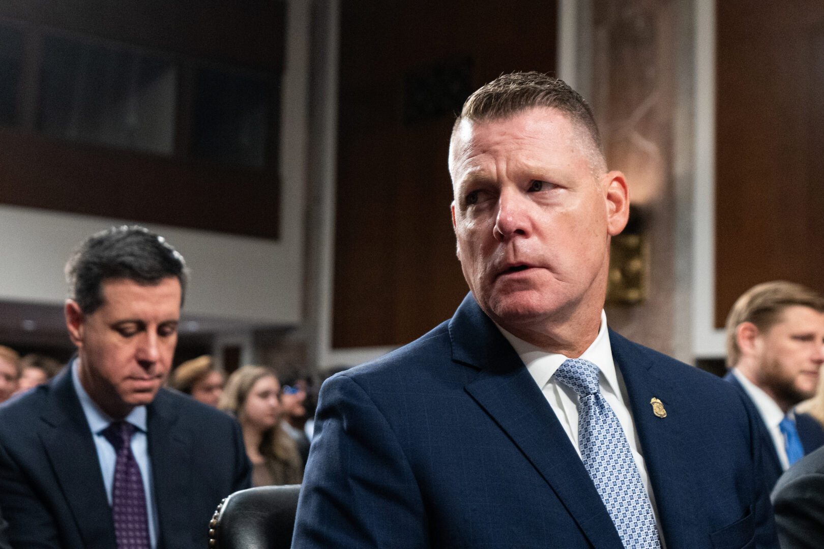 Ronald Rowe Jr., acting director of the Secret Service, waits Tuesday to testify at a Senate hearing on the security failures leading to the assassination attempt on Former President Donald Trump. 