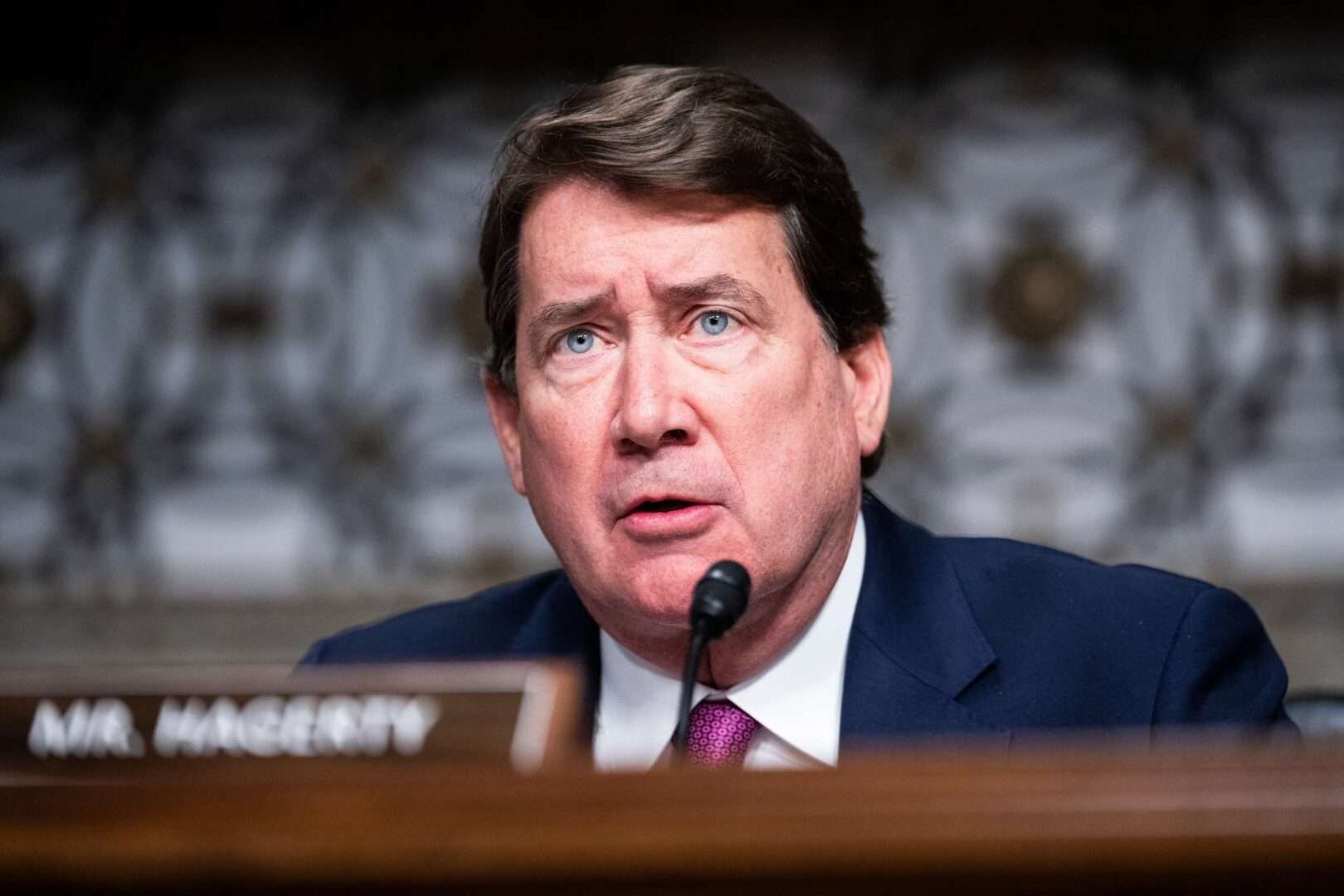 Sen. Bill Hagerty, R-Tenn., above, along with Sen. Tom Cotton, R-Ark., 
last year introduced legislation that requires companies to disclose financial support from adversarial foreign governments in pre-merger notifications to U.S. agencies.