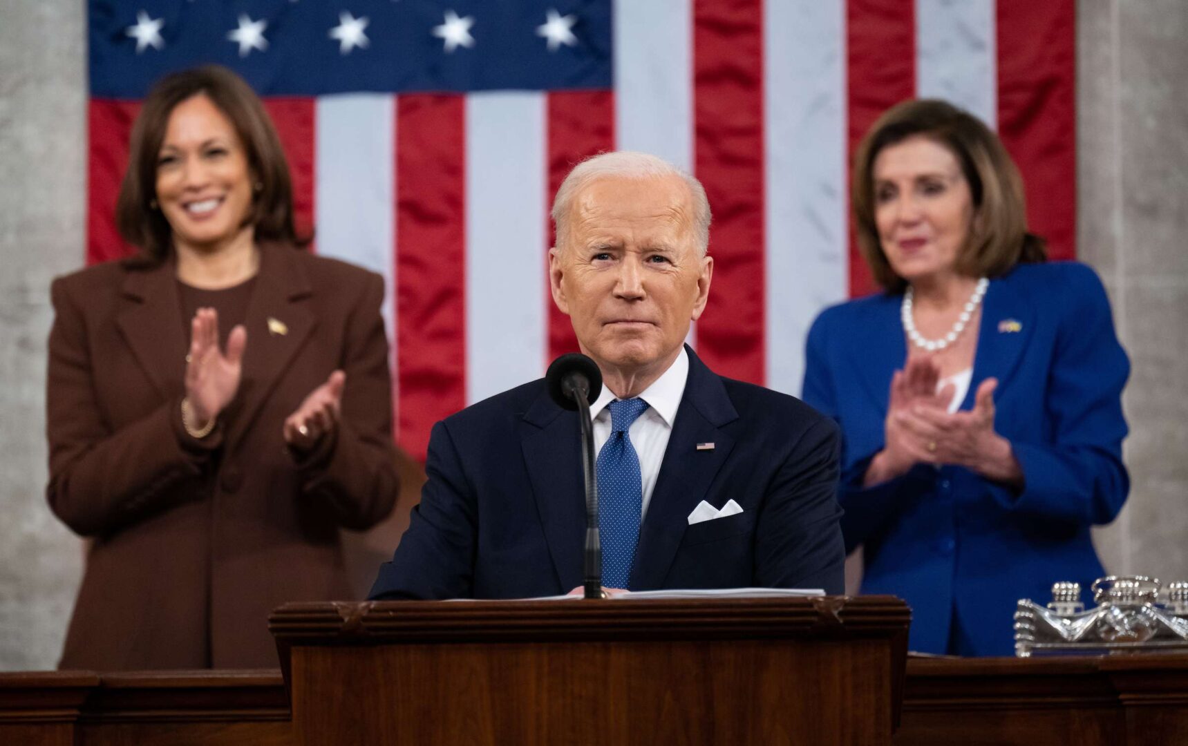 President Joe Biden at his State of the Union address last week. Biden's job approval in a Marist survey surged by 27 points among Democrats and 17 points  among independents. 