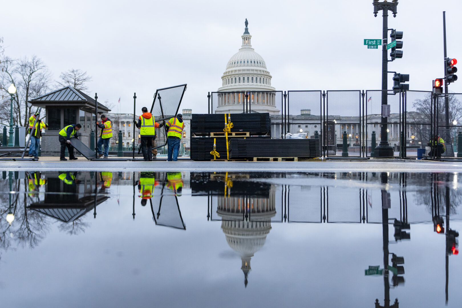 The Secret Service leads planning for high-profile happenings deemed as National Special Security Events. In the past those have included inaugurations and State of the Union speeches. Above, workers install a security fence around the Capitol in March, ahead of the State of the Union. 