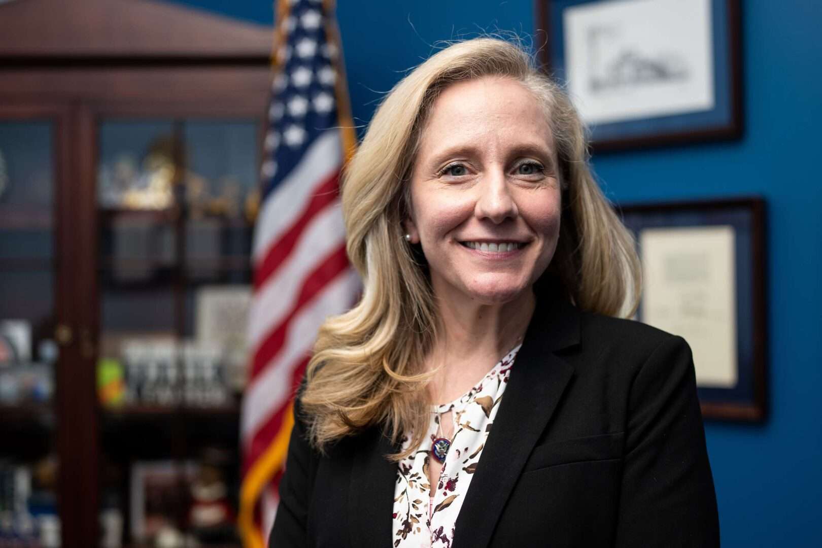 Rep. Abigail Spanberger, D-Va., poses in her office in the Cannon House Office Building.