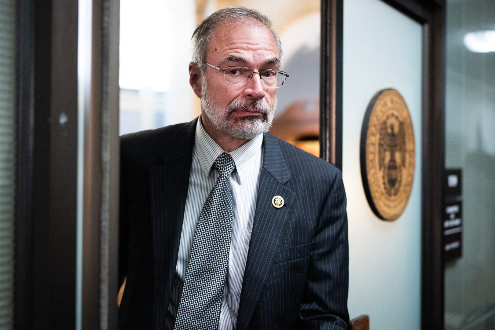 Rep. Andy Harris, R-Md., leaves a House Republican Conference meeting on  Oct. 24, 2023. 