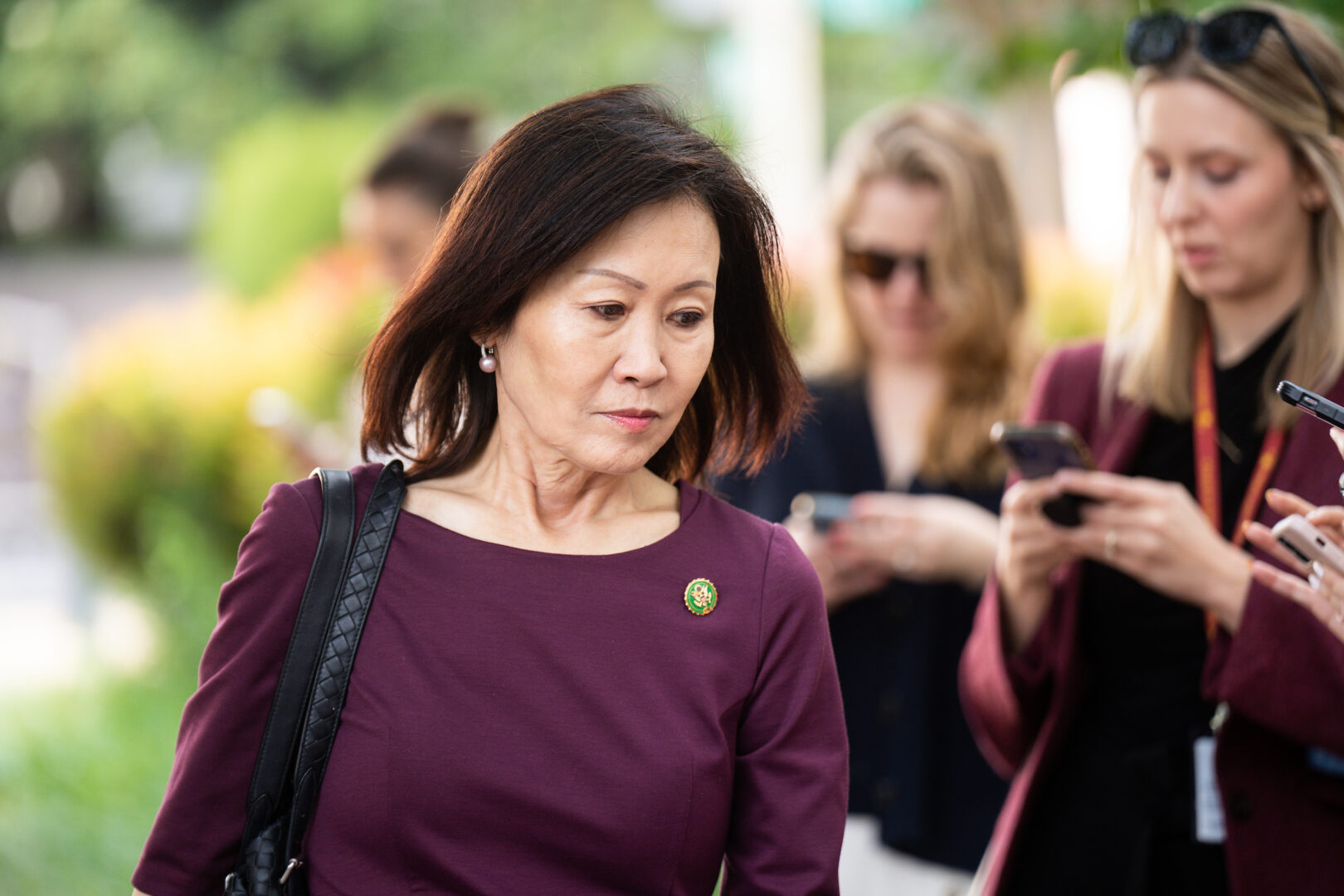 Rep. Michelle Steel, R-Calif., arrives for the House Republicans’ caucus meeting at the Capitol Hill Club in Washington on May 23, 2023. 