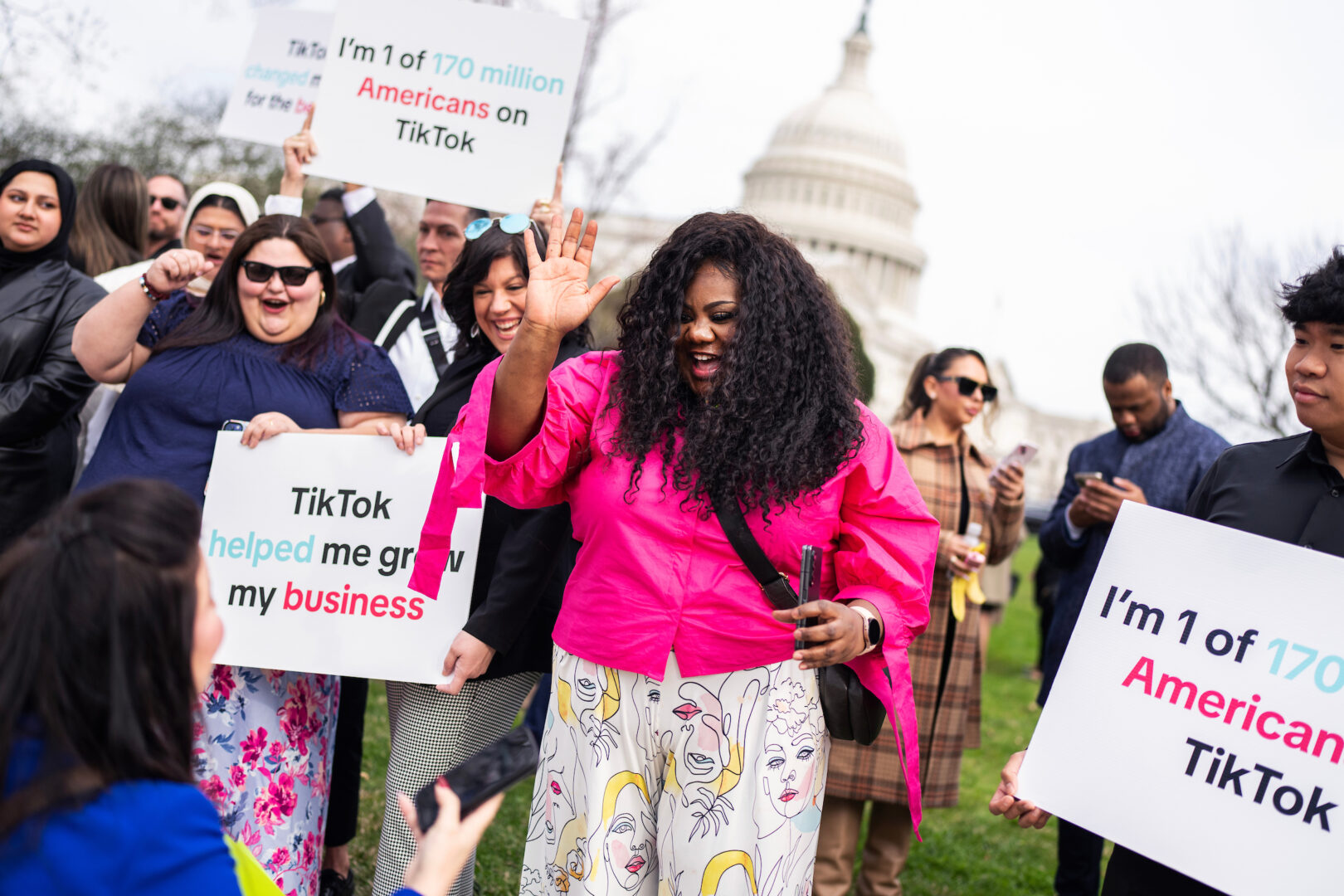 Summer Lucille, a TikTok content creator, is seen outside the Capitol in March before the House passed a bill that could ban TikTok in the U.S. 