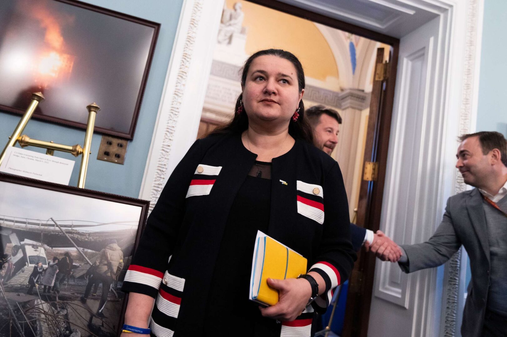 Ukrainian Ambassador Oksana Markarova attends a photography exhibition on the Russian invasion of Ukraine in the Capitol on April 28. 